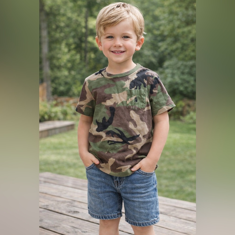 Ralph Lauren Kids Camo Tee - Green, Brown, and Black - Picture 2 of 4